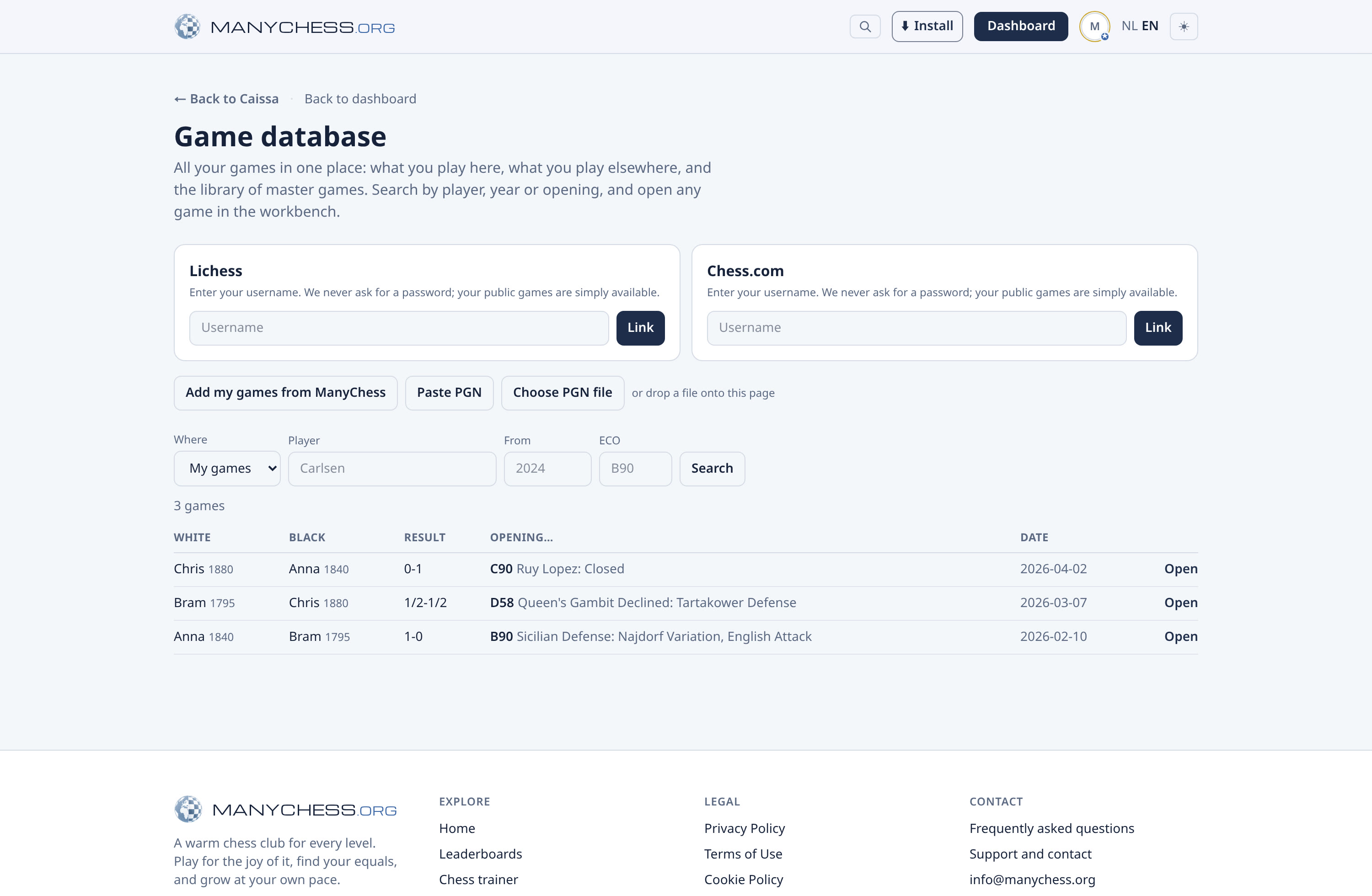 Your game database